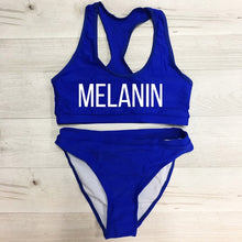 Load image into Gallery viewer, Sexy MELANIN Letter Print Bikini Set Swimwear Women High Waist Bikinis 2019 mujer Swimming suit women monokini Push Up biquini