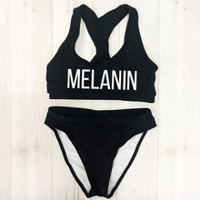 Load image into Gallery viewer, Sexy MELANIN Letter Print Bikini Set Swimwear Women High Waist Bikinis 2019 mujer Swimming suit women monokini Push Up biquini