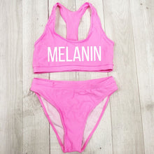 Load image into Gallery viewer, Sexy MELANIN Letter Print Bikini Set Swimwear Women High Waist Bikinis 2019 mujer Swimming suit women monokini Push Up biquini