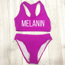 Load image into Gallery viewer, Sexy MELANIN Letter Print Bikini Set Swimwear Women High Waist Bikinis 2019 mujer Swimming suit women monokini Push Up biquini