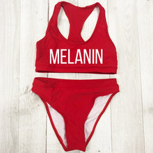 Load image into Gallery viewer, Sexy MELANIN Letter Print Bikini Set Swimwear Women High Waist Bikinis 2019 mujer Swimming suit women monokini Push Up biquini