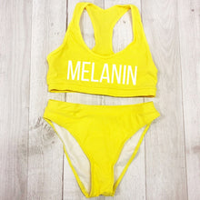 Load image into Gallery viewer, Sexy MELANIN Letter Print Bikini Set Swimwear Women High Waist Bikinis 2019 mujer Swimming suit women monokini Push Up biquini