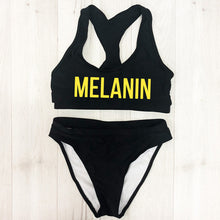Load image into Gallery viewer, Sexy MELANIN Letter Print Bikini Set Swimwear Women High Waist Bikinis 2019 mujer Swimming suit women monokini Push Up biquini