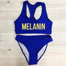 Load image into Gallery viewer, Sexy MELANIN Letter Print Bikini Set Swimwear Women High Waist Bikinis 2019 mujer Swimming suit women monokini Push Up biquini