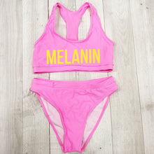 Load image into Gallery viewer, Sexy MELANIN Letter Print Bikini Set Swimwear Women High Waist Bikinis 2019 mujer Swimming suit women monokini Push Up biquini
