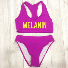 Load image into Gallery viewer, Sexy MELANIN Letter Print Bikini Set Swimwear Women High Waist Bikinis 2019 mujer Swimming suit women monokini Push Up biquini
