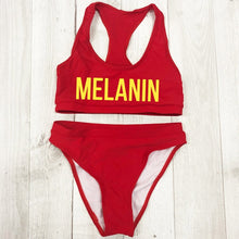 Load image into Gallery viewer, Sexy MELANIN Letter Print Bikini Set Swimwear Women High Waist Bikinis 2019 mujer Swimming suit women monokini Push Up biquini
