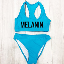 Load image into Gallery viewer, Sexy MELANIN Letter Print Bikini Set Swimwear Women High Waist Bikinis 2019 mujer Swimming suit women monokini Push Up biquini
