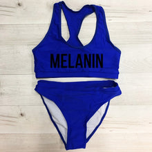 Load image into Gallery viewer, Sexy MELANIN Letter Print Bikini Set Swimwear Women High Waist Bikinis 2019 mujer Swimming suit women monokini Push Up biquini