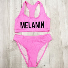 Load image into Gallery viewer, Sexy MELANIN Letter Print Bikini Set Swimwear Women High Waist Bikinis 2019 mujer Swimming suit women monokini Push Up biquini