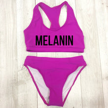 Load image into Gallery viewer, Sexy MELANIN Letter Print Bikini Set Swimwear Women High Waist Bikinis 2019 mujer Swimming suit women monokini Push Up biquini