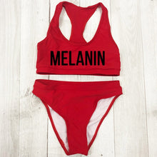 Load image into Gallery viewer, Sexy MELANIN Letter Print Bikini Set Swimwear Women High Waist Bikinis 2019 mujer Swimming suit women monokini Push Up biquini