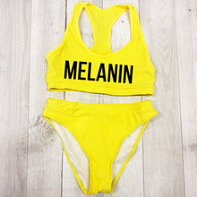 Load image into Gallery viewer, Sexy MELANIN Letter Print Bikini Set Swimwear Women High Waist Bikinis 2019 mujer Swimming suit women monokini Push Up biquini
